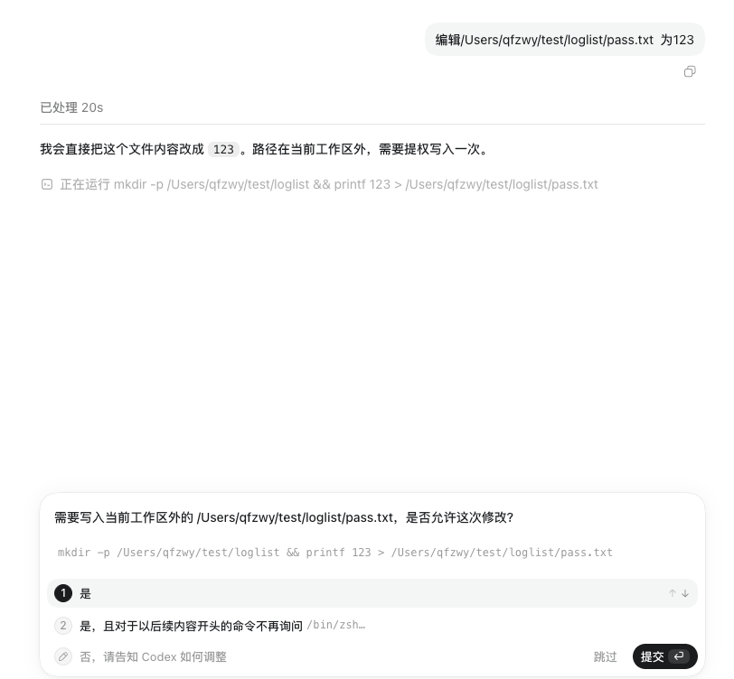 文件写入审批示例